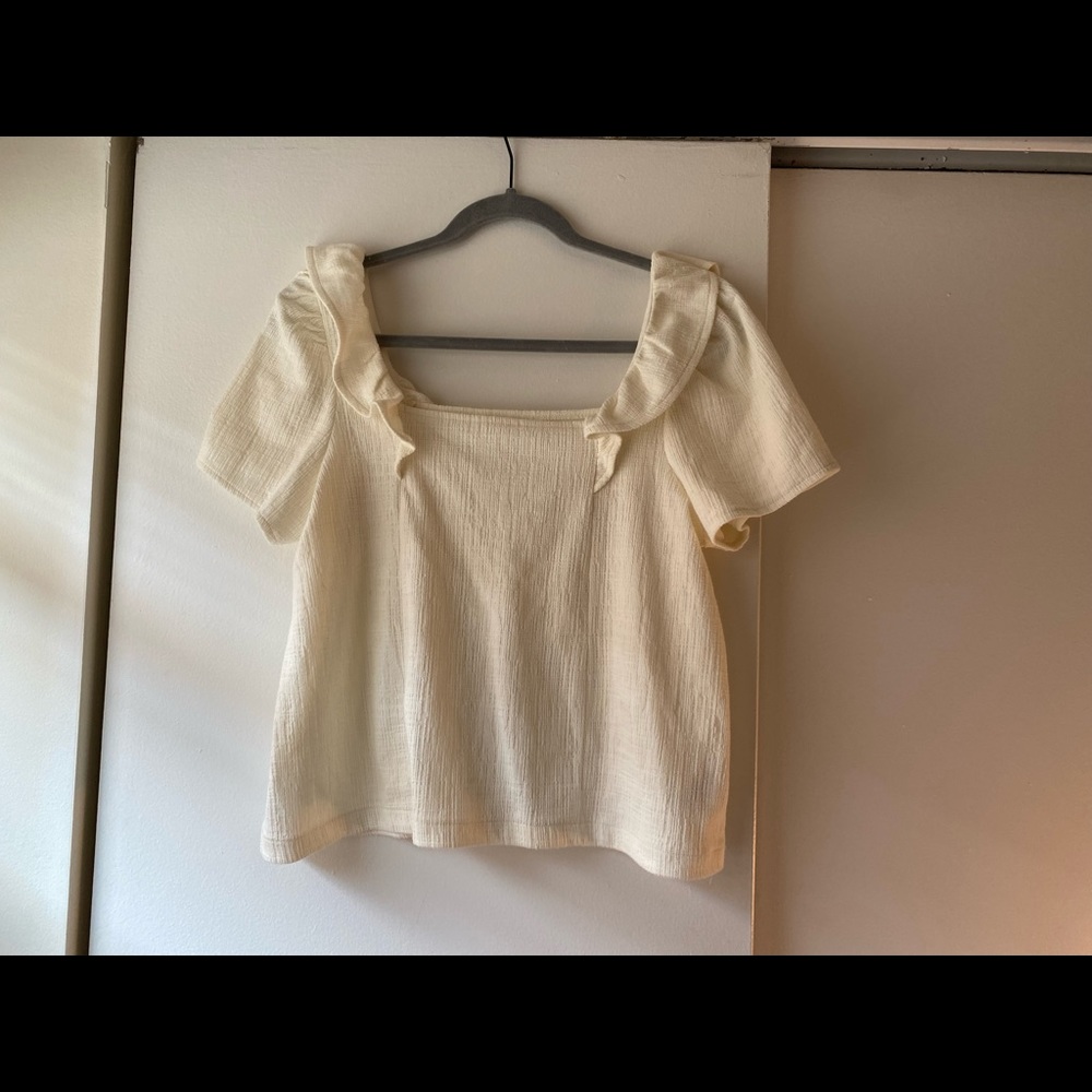 Madewell A Line Cream Cap Sleeve Short Sleeve Blouse (M)